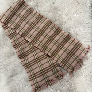 Burberry Pink and Brown Checkered Scarf